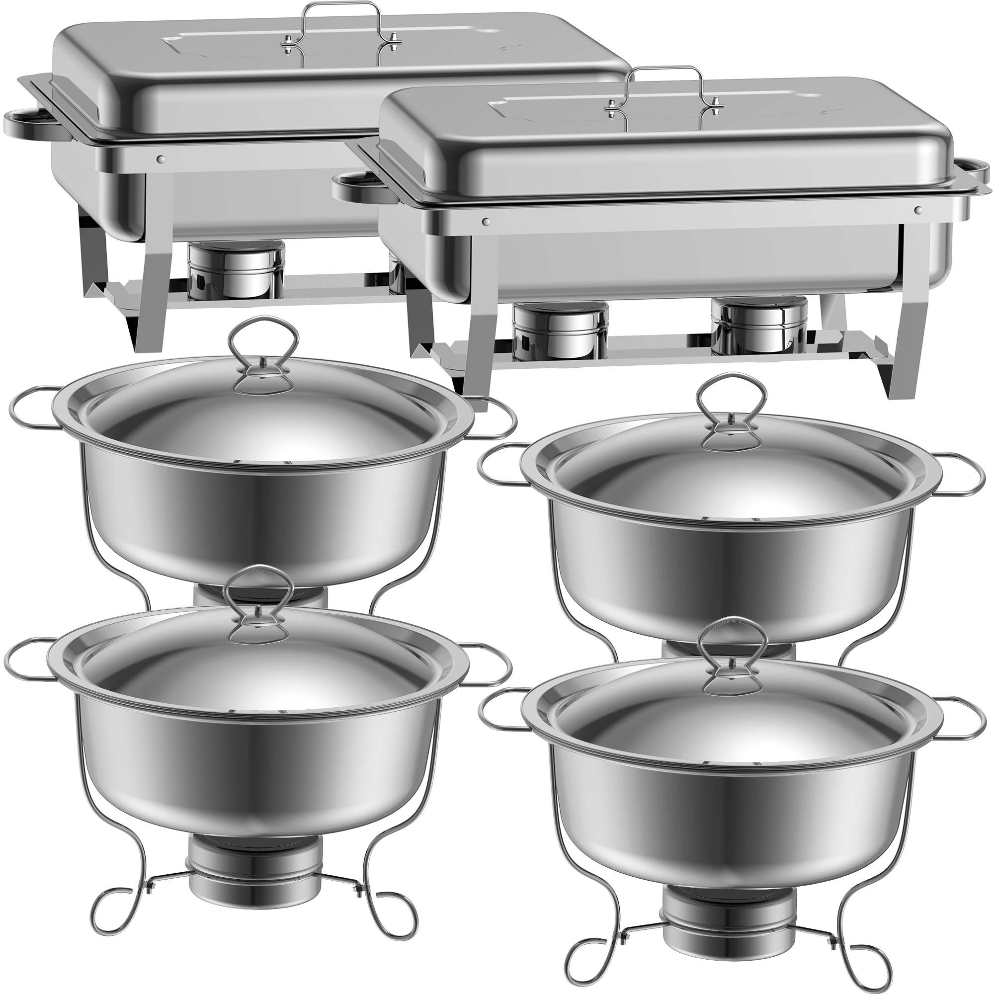 Famistar 6 Pack Stainless Steel Chafing Dish Buffet Warmer Set for Parties， Wedding， Birthday， Holiday