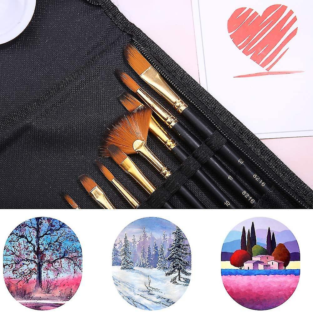 Set Of 12 Oil Brushes， Watercolor Brushes， Oil Paintings， Flat Brushes