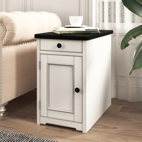 Livingroom End Table Sidetable Nightstand with USB Ports and Drawer