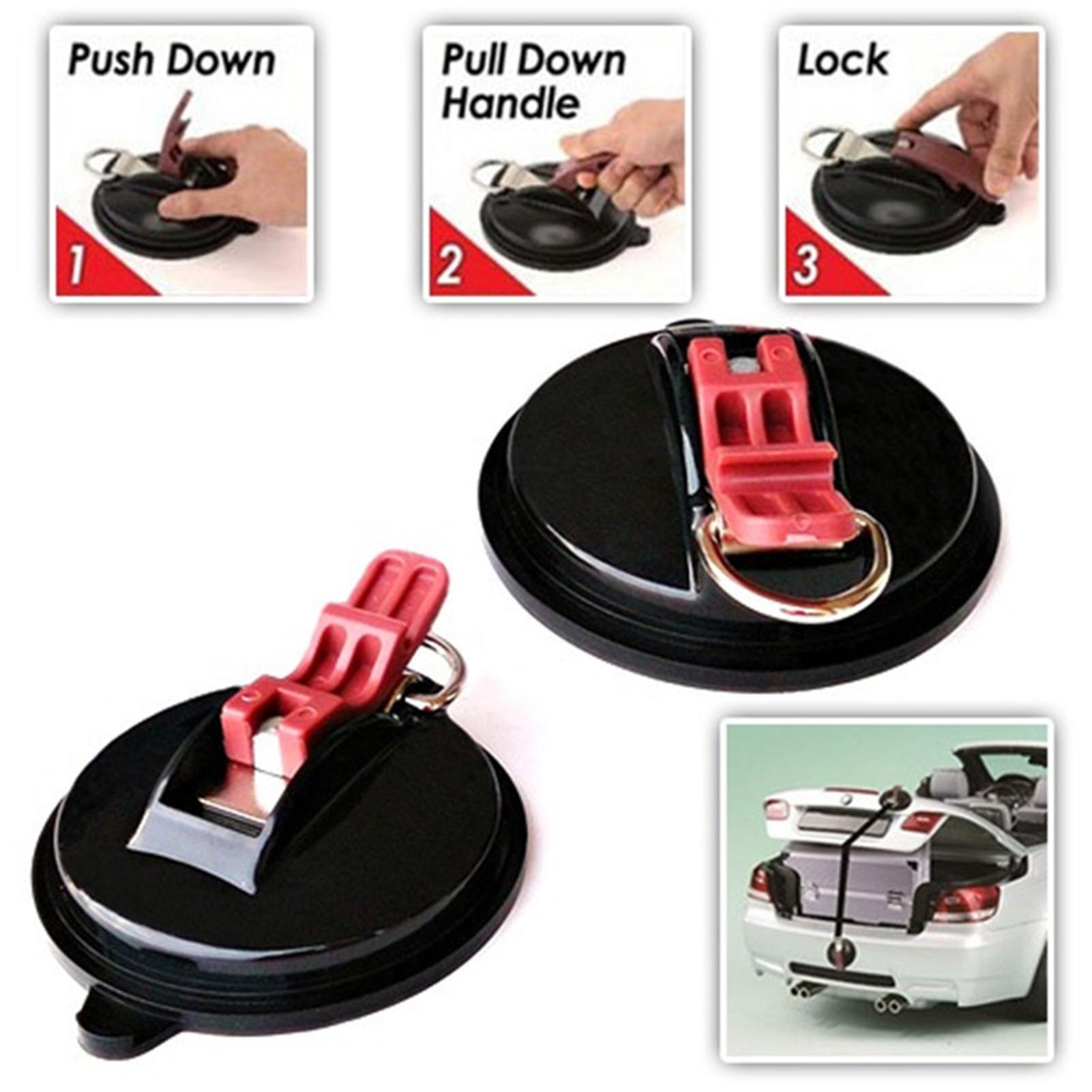 Black and Red Vacuum Suction Cup Anchor With 2pcs Securing Hooks Heavy Duty Car Strap Suction Cup Hooks For Car Kitchen Bathroom Restroom