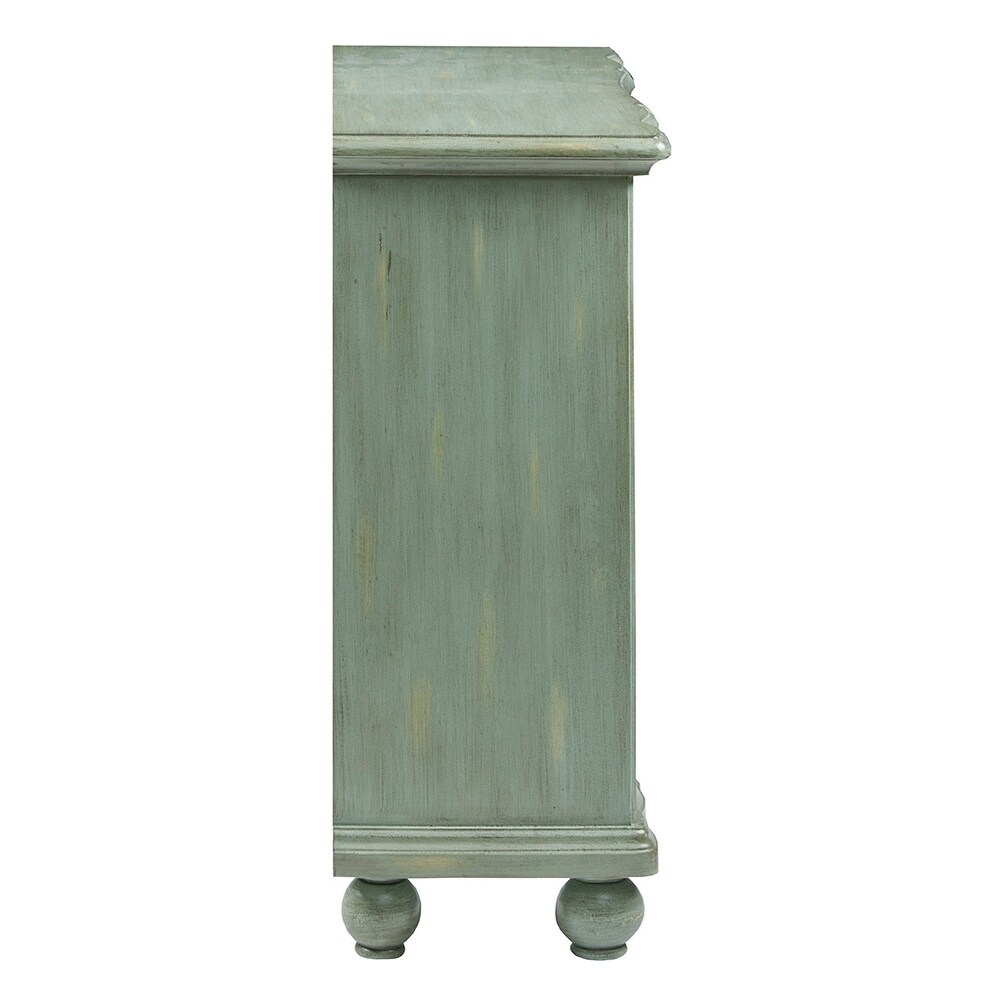 Scroll Wooden Chest with 3 Drawers in Green