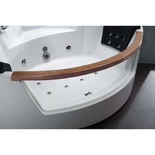 EAGO 59 in. Acrylic Offset Drain Corner Apron Front Whirlpool Bathtub in White AM197ETL