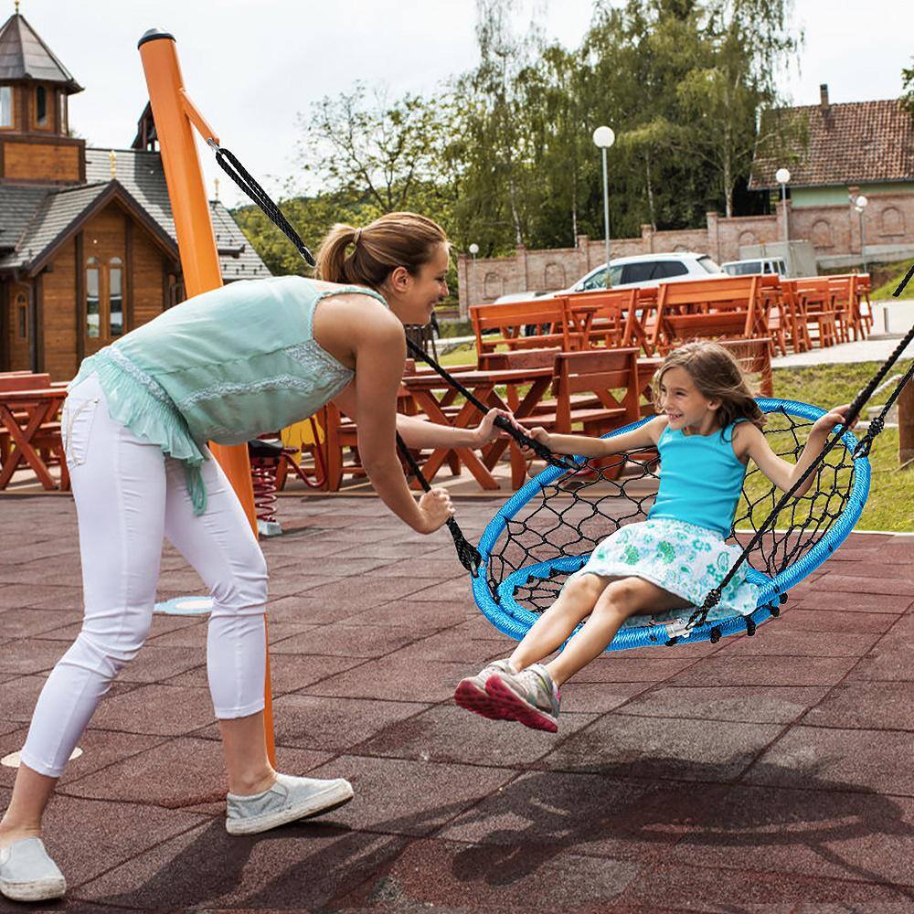 Costway Spider Web Chair Swing with Adjustable Hanging Ropes Kids Play Equipment Blue OP70310BL