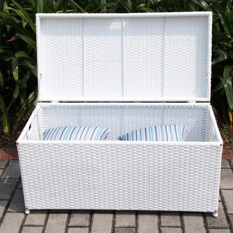 Jeco Wicker Patio Storage Deck Box in White