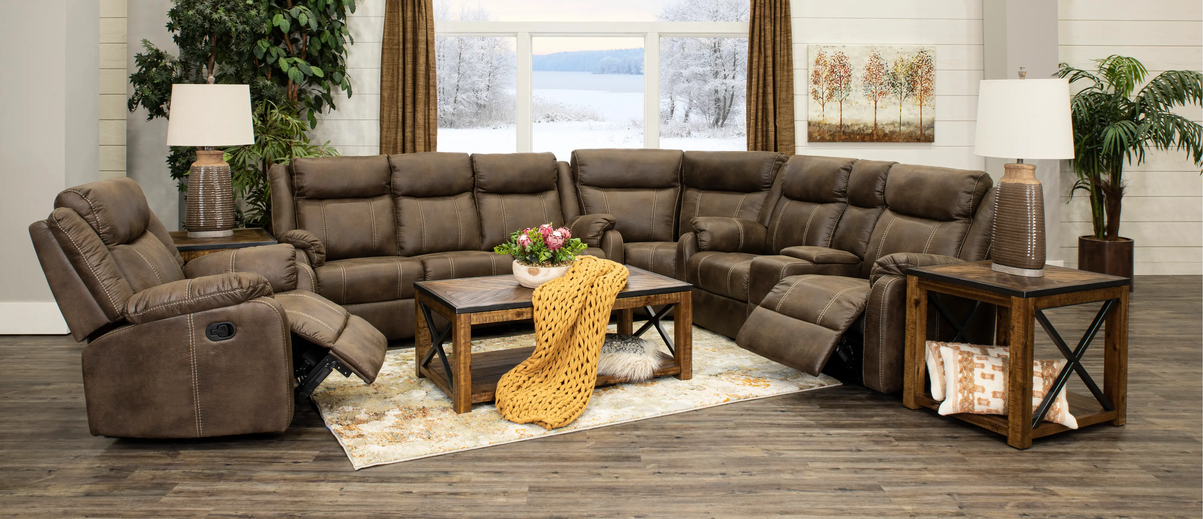 Domino Taupe Dual Reclining Sectional