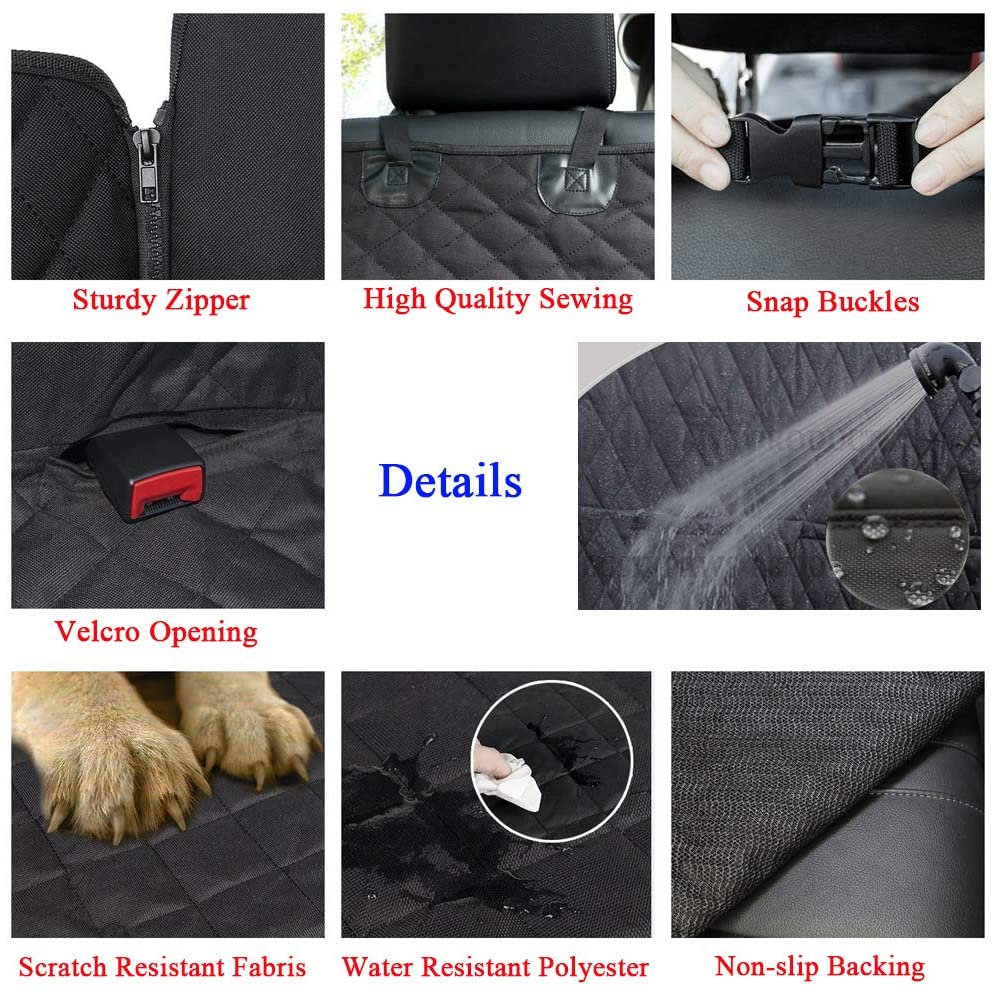 Dog Car Seat Covers with Mesh Window， Waterproof Dog Cover Back Seat， Scratchproof Dog Car Hammock Dogs Protection Cover for Cars SUVs and Trucks