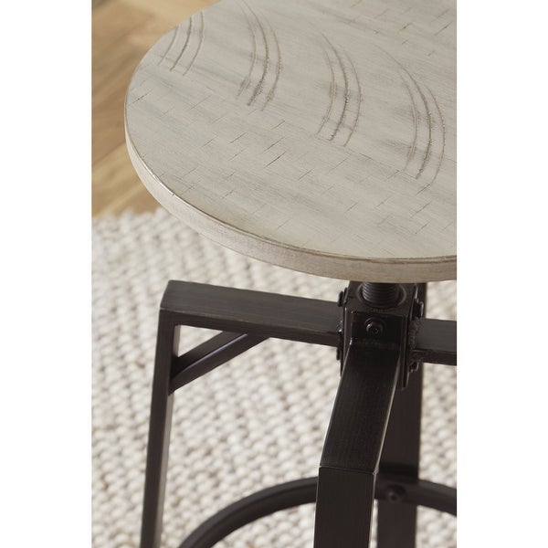 Signature Design by Ashley Karisslyn Whitewash/Black Adjustable Height Swivel Counter Stool (Set of 2) - 19