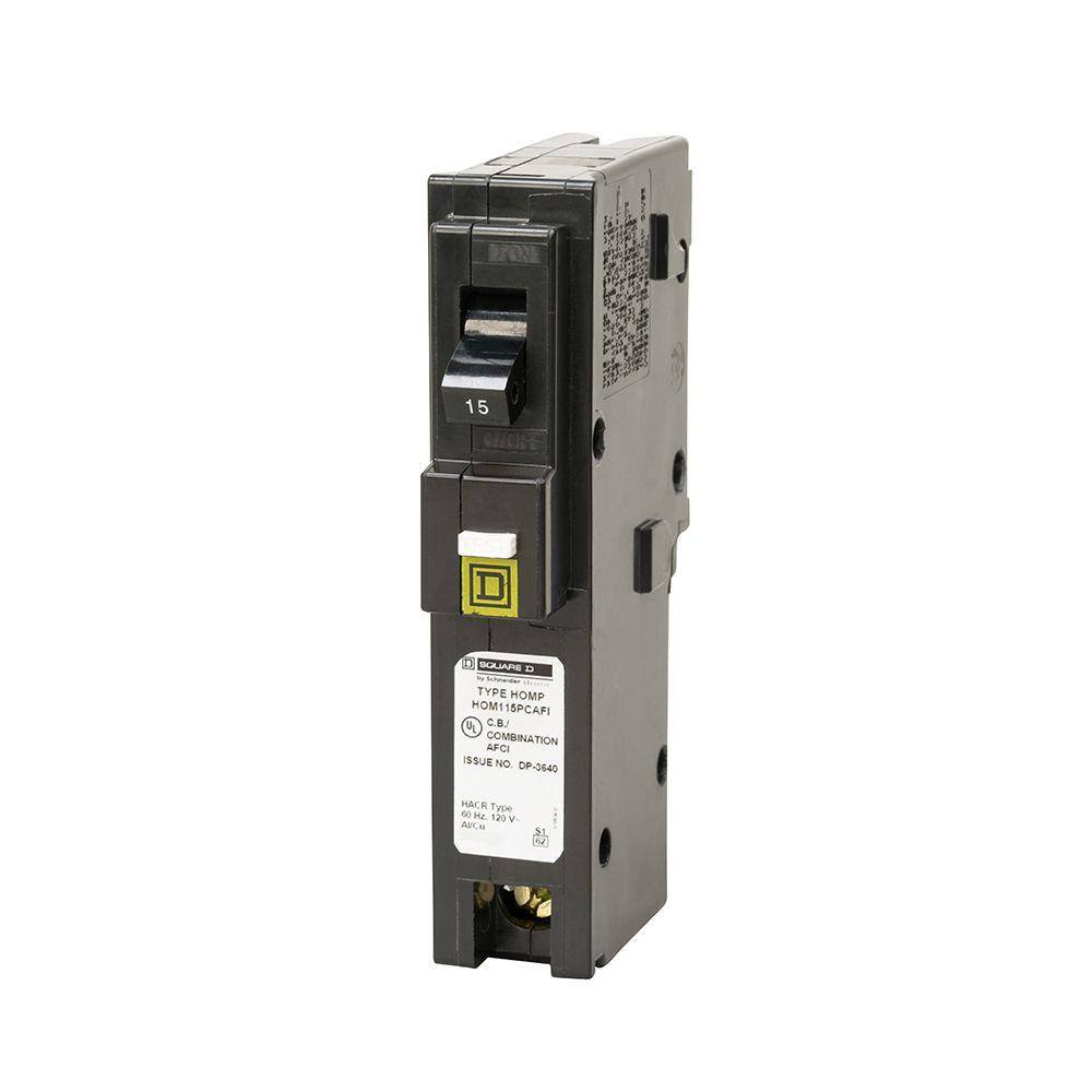 Square D Homeline 15 Amp Single-Pole Plug-On Neutral Combination Arc Fault Circuit Breaker(HOM115PCAFIC) HOM115PCAFIC