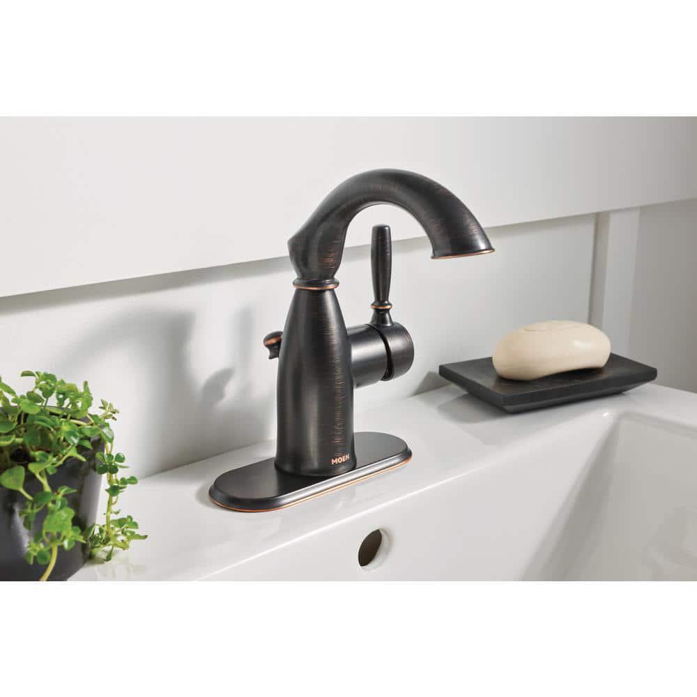 MOEN Sarona Single Hole SingleHandle Bathroom Faucet in Mediterranean Bronze