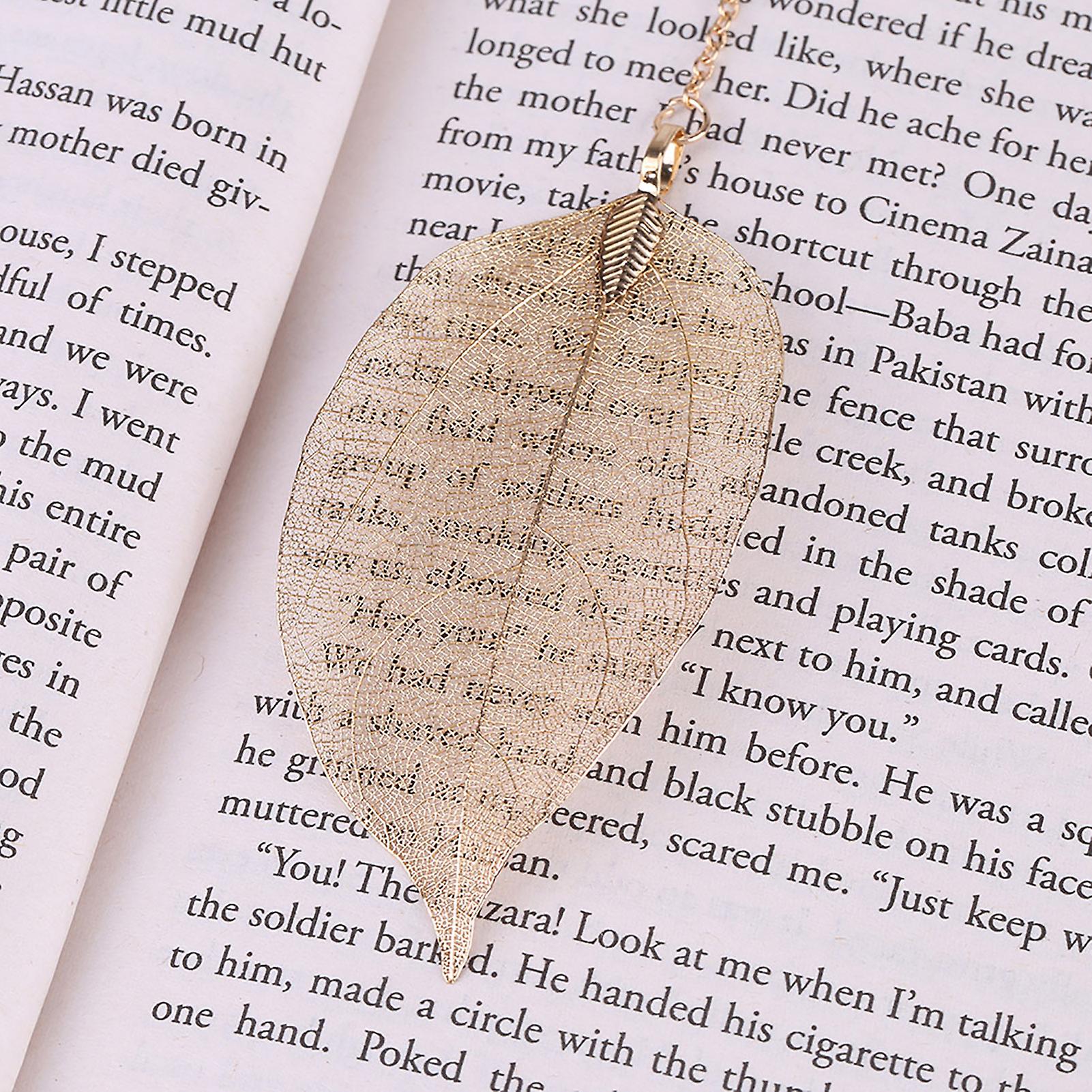 1pc Gold Metal Leaf Bookmark With Pendant For Book Paper Reading Alice