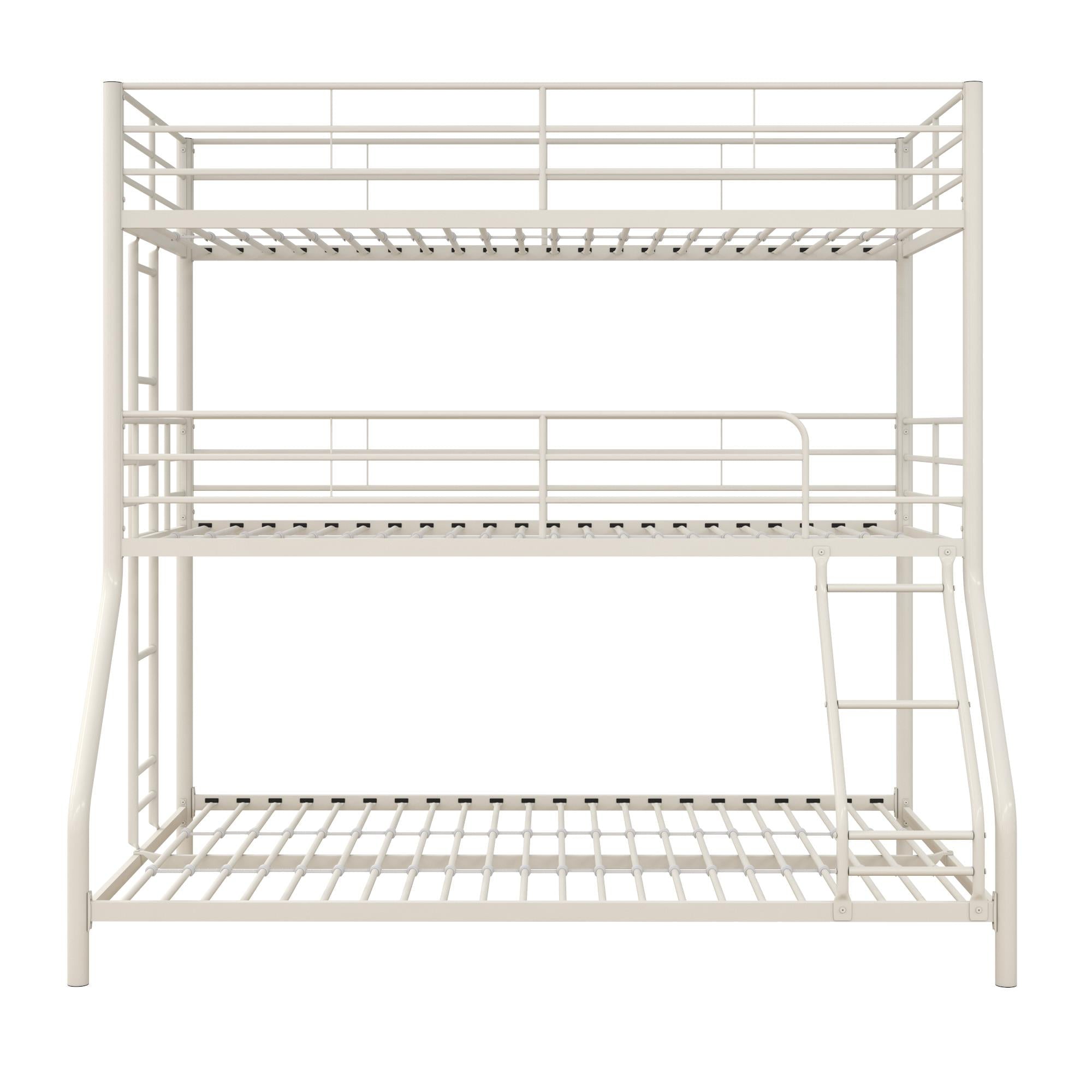 DHP Everleigh Triple Metal Bunk Bed, Twin/Twin/Full, Bed for Kids, Off White