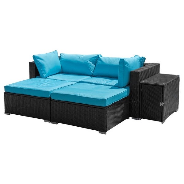 Wicker/rattan 5-Piece Patio Seating Group Conversation Set With Cushions - Overstock - 35752991