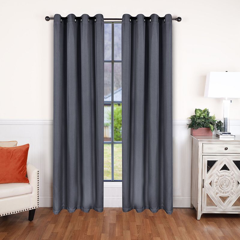 SUPERIOR Faux Linen Insulated Thermal Blackout Set of 2 Window Curtain Panels