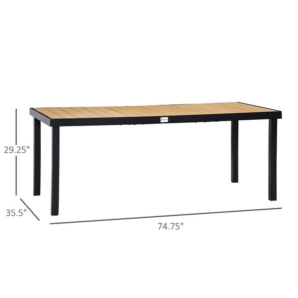 Outsunny Outdoor Dining Table for 8 People，Rectangular Garden Table