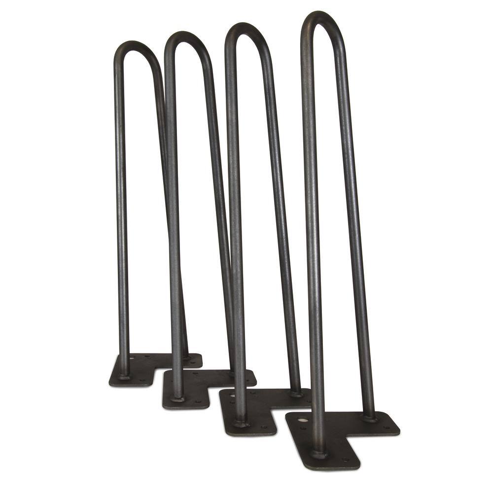 WEN 16 in. Mid-Century Modern Satin Black Hairpin Table Legs 12 in. Diameter Set of 4 TLP16B