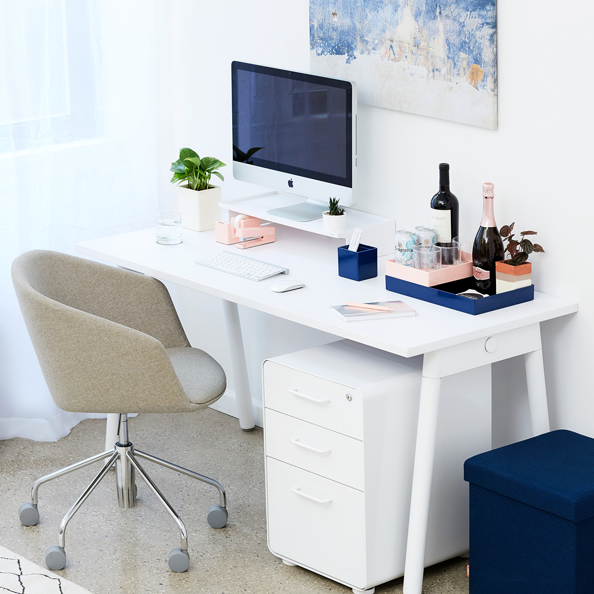 Poppin White 3Drawer Stow Locking Filing Cabinet