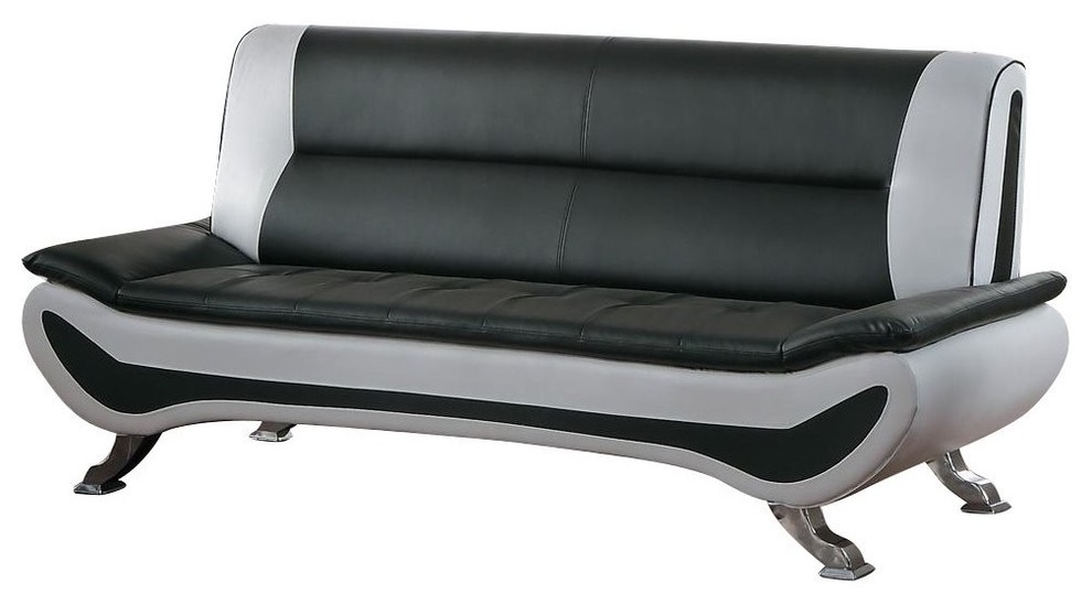 Valentino Italianate Sofa  Black and White Leather   Contemporary   Sofas   by AMOC  Houzz