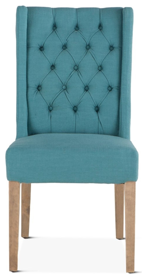 World Interiors Chloe 19.5 quotLinen Fabric Dining Chairs in Teal Blue (Set of 2)   Contemporary   Dining Chairs   by Homesquare  Houzz