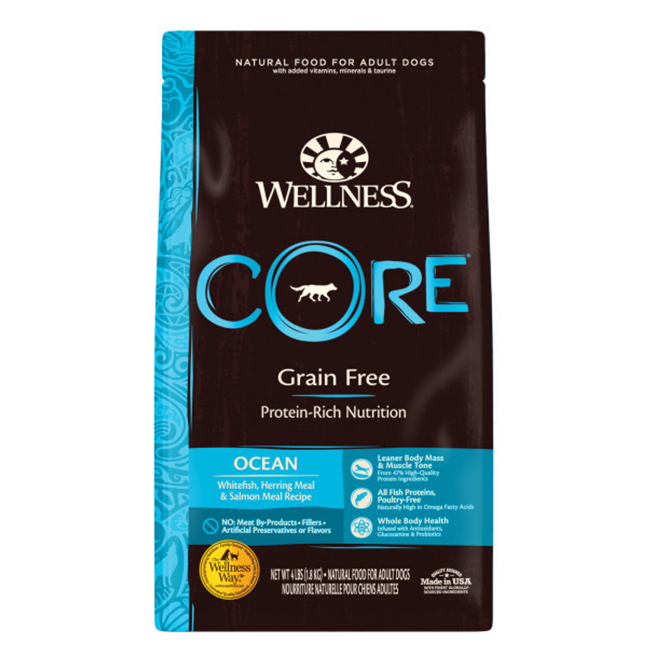 Wellness CORE Grain Free Ocean Dog Food， 4 Lb. Bag