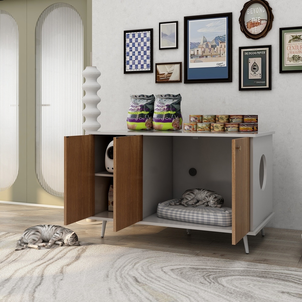 3 Doors Storage Bench Side Table