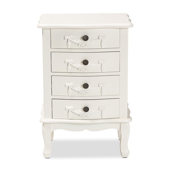 Baxton Studio Callen Classic and Traditional White Finished Wood 4-Drawer End Table - - 35864800