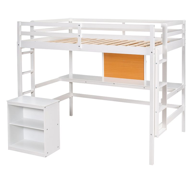 Merax Full size Loft Bed with Desk and Writing Board