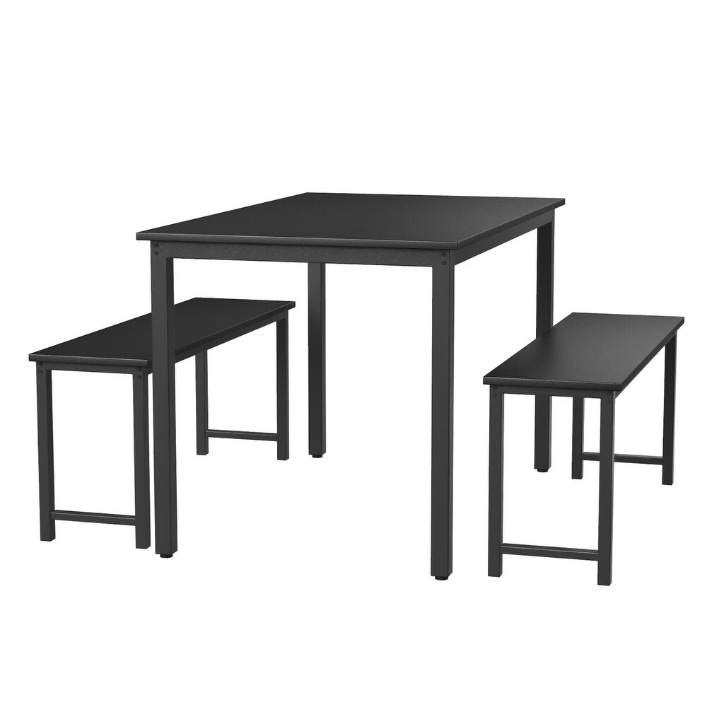 3pcs Dining Table Set with Two Benches