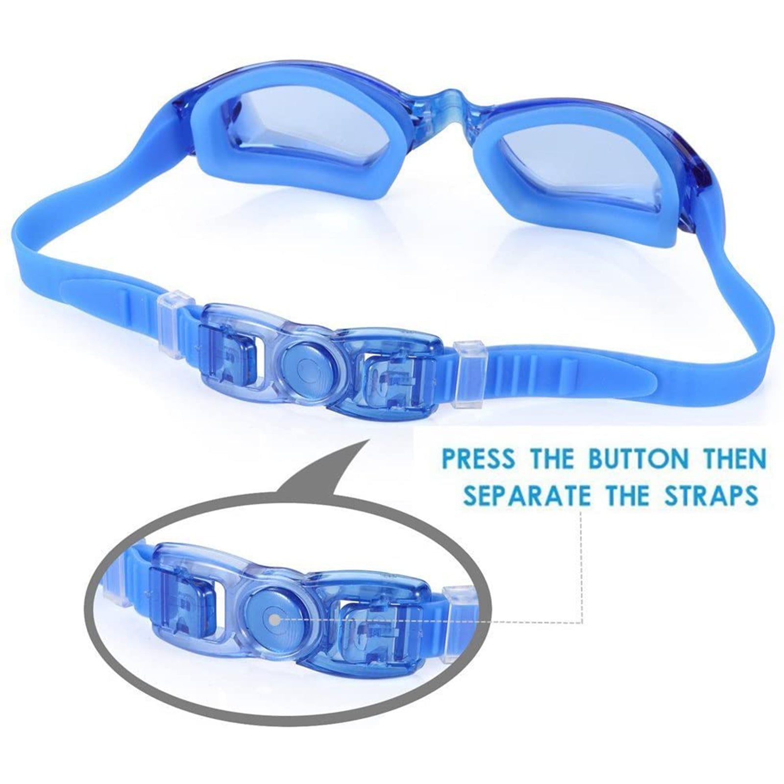 Semfri Swim Goggles Blue Swimming Goggles No Leaking Full Protection Adult Men Women Youth