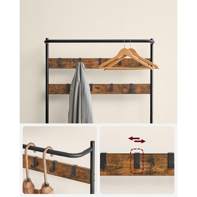 Vasagle Coat Rack With Shoe Storage Hall Tree Rustic Brown And Black