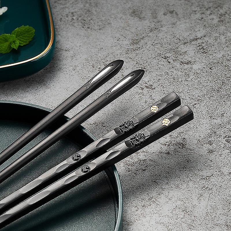 Non-slip Heat-resistant Alloy Chopsticks， 5 Pairs Of Edible And Reusable Cooking Chopsticks Set