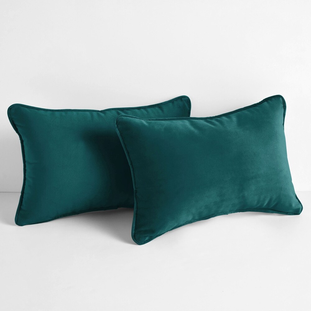 Sorra Home Solid Velvet Indoor Corded Pillow Set of 2