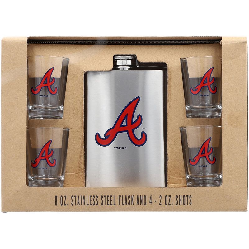 Atlanta Braves 8oz. Stainless Steel Flask and 2oz. Shot Glass Set