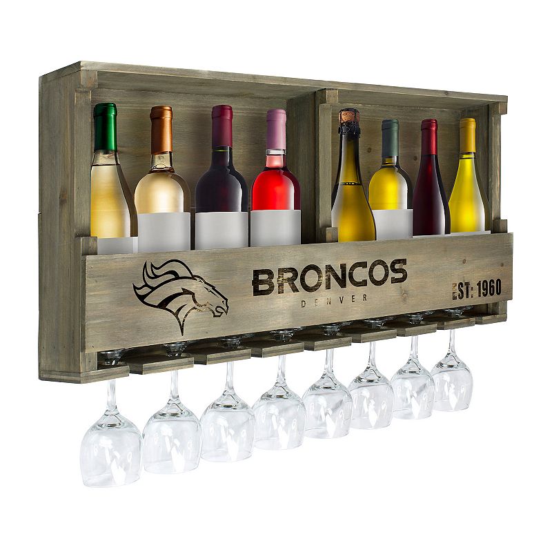 Denver Broncos Wine Bar Wall Shelf