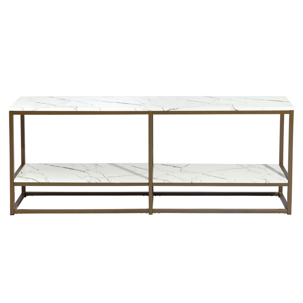 Homy Casa White Manufactured Wood Top Metal Frame TV Stand