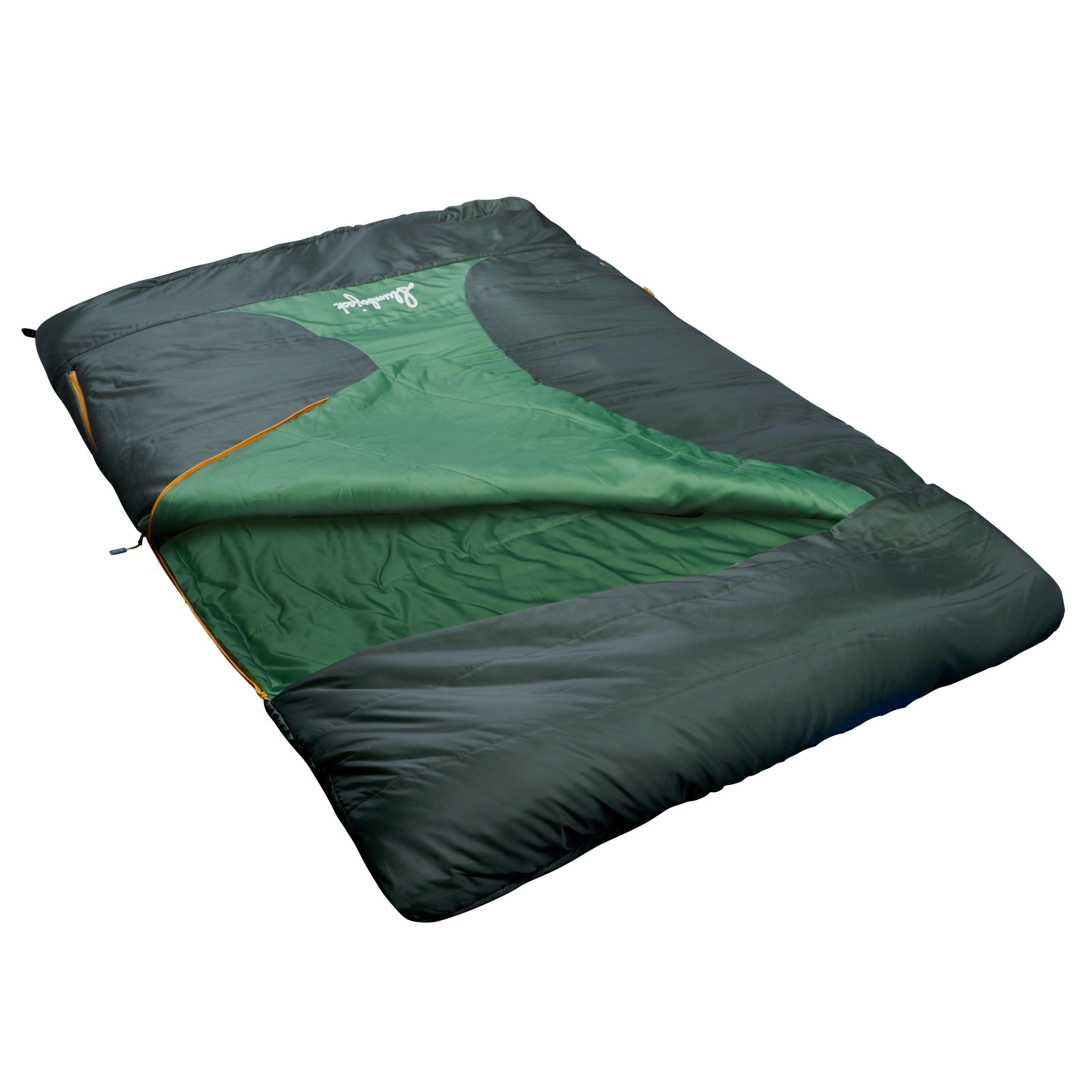 Slumberjack Grizzly Glades 25-Degree 2 Person Hooded Sleeping Bag, Green, 66"x88"