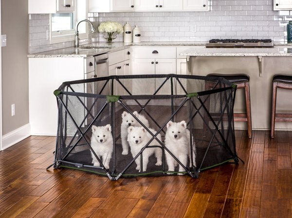 Carlson Pet Products Eight Panel Portable Deluxe Dog Pen， Green， Large