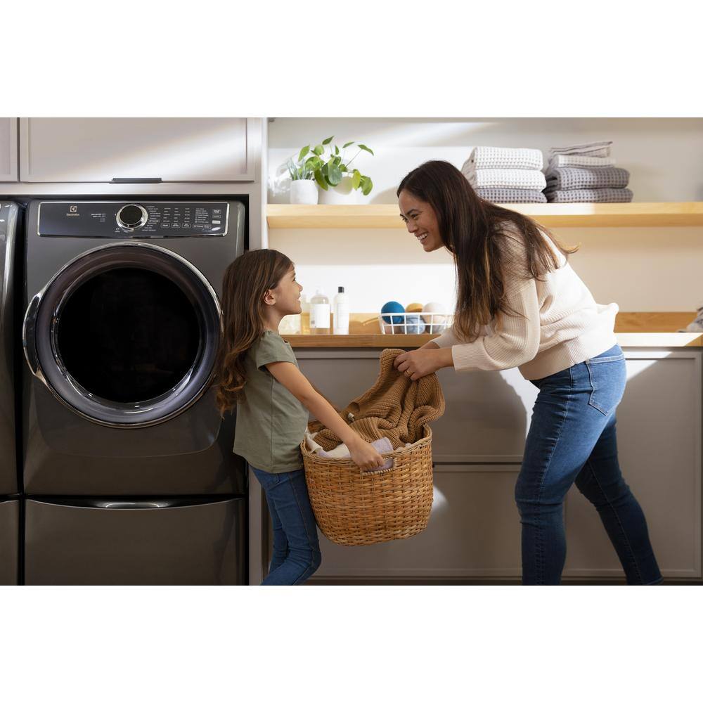 Electrolux 8.0 Cu. Ft Front Load Perfect Steam Electric Dryer with LuxCare Dry and Instant Refresh in Titanium ELFE7537AT