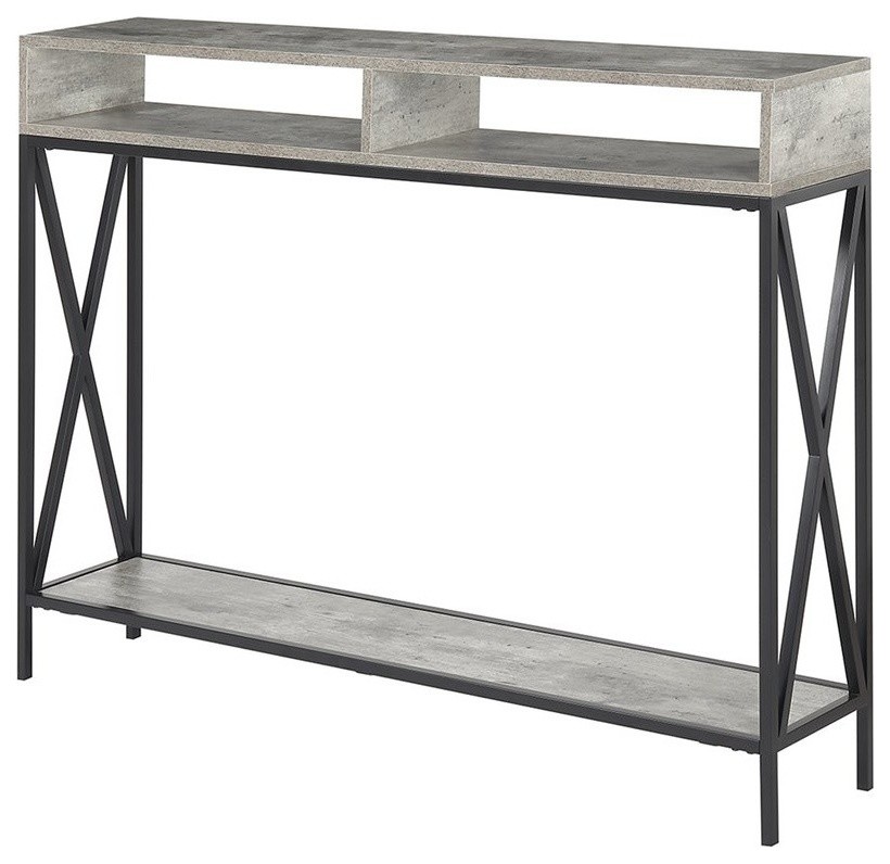 Convenience Concepts Tucson Deluxe Console Table in Faux Birch Gray Wood   Industrial   Console Tables   by ShopLadder  Houzz