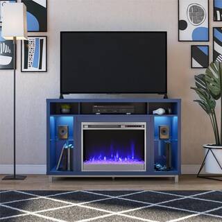 Ameriwood Home Cleavland 47.5 in Freestanding Electric Fireplace TV Stand in Navy HD74488