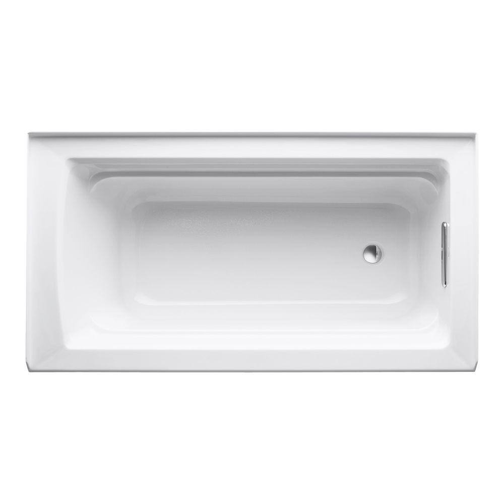 KOHLER Archer 60 in. x 32 in. Soaking Bathtub with Right-Hand Drain in White K-1123-RA-0