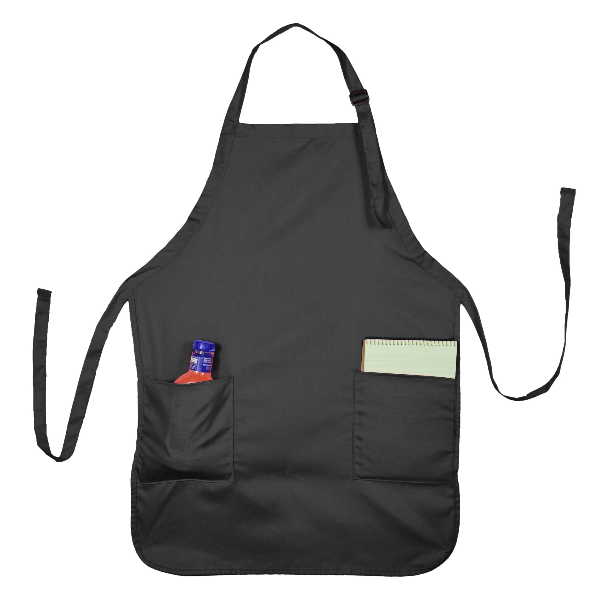 Impecgear Bib Spun Poly Cotton 2-Pocket Kitchen Apron - Black