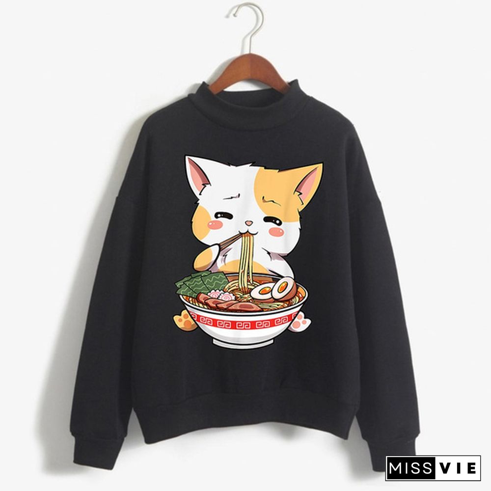 New Japanese Ramen Pullover Sweatshirt Fashion Long Sleeve Tops Women Men Autumn Winter Clothing