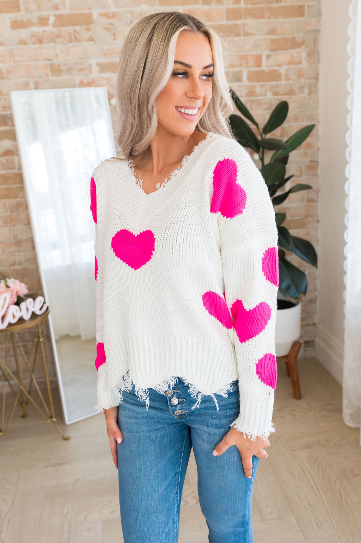 Sweetheart Modest Fringe Sweater