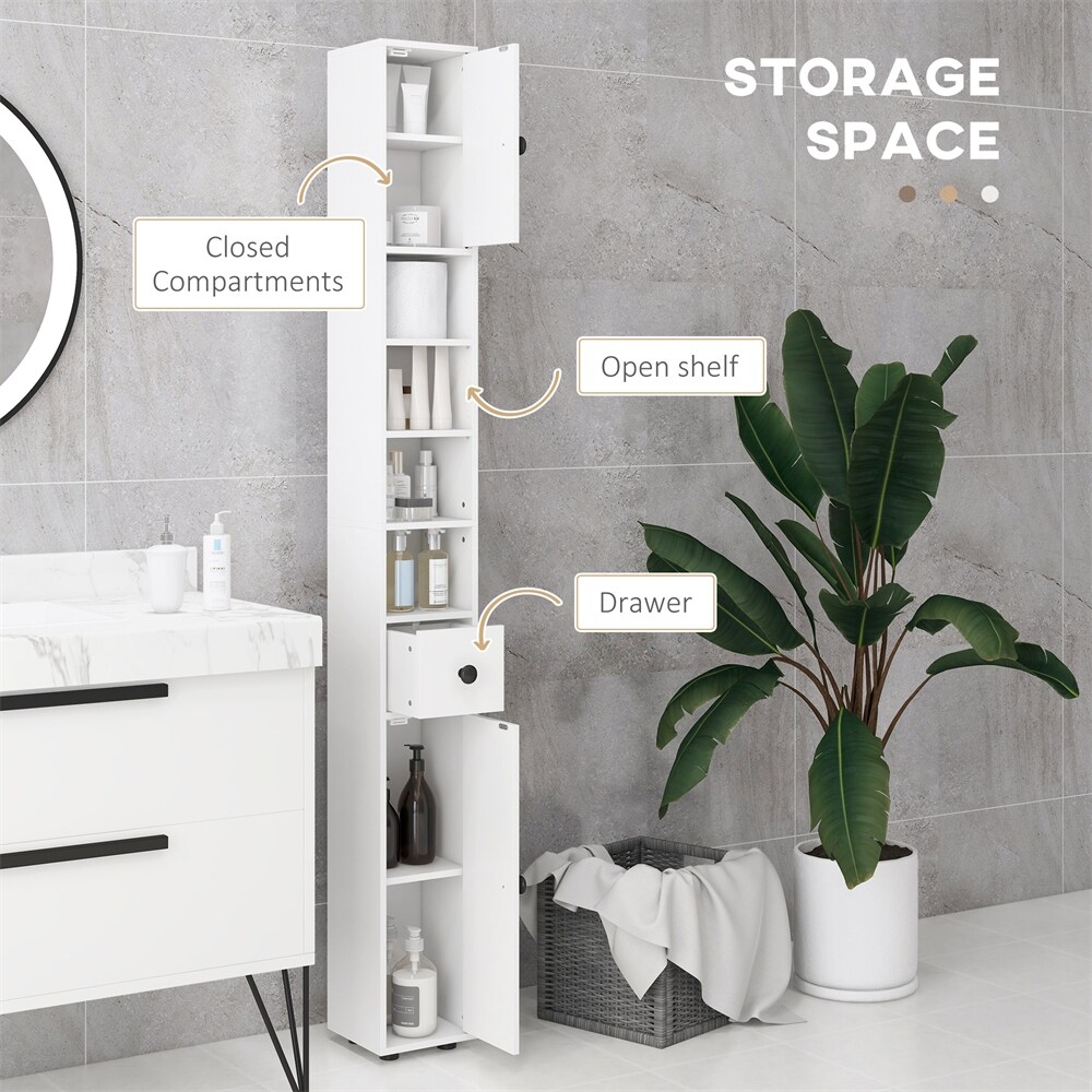 Tall Bathroom Storage Cabinet Narrow Toilet Cabinet，Adjustable Shelves