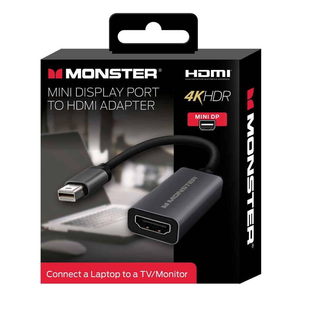 Monster 4K HDR Mini Display Port To HDMI Adapter Portable Plug and Play Installation MHV1-2002-US