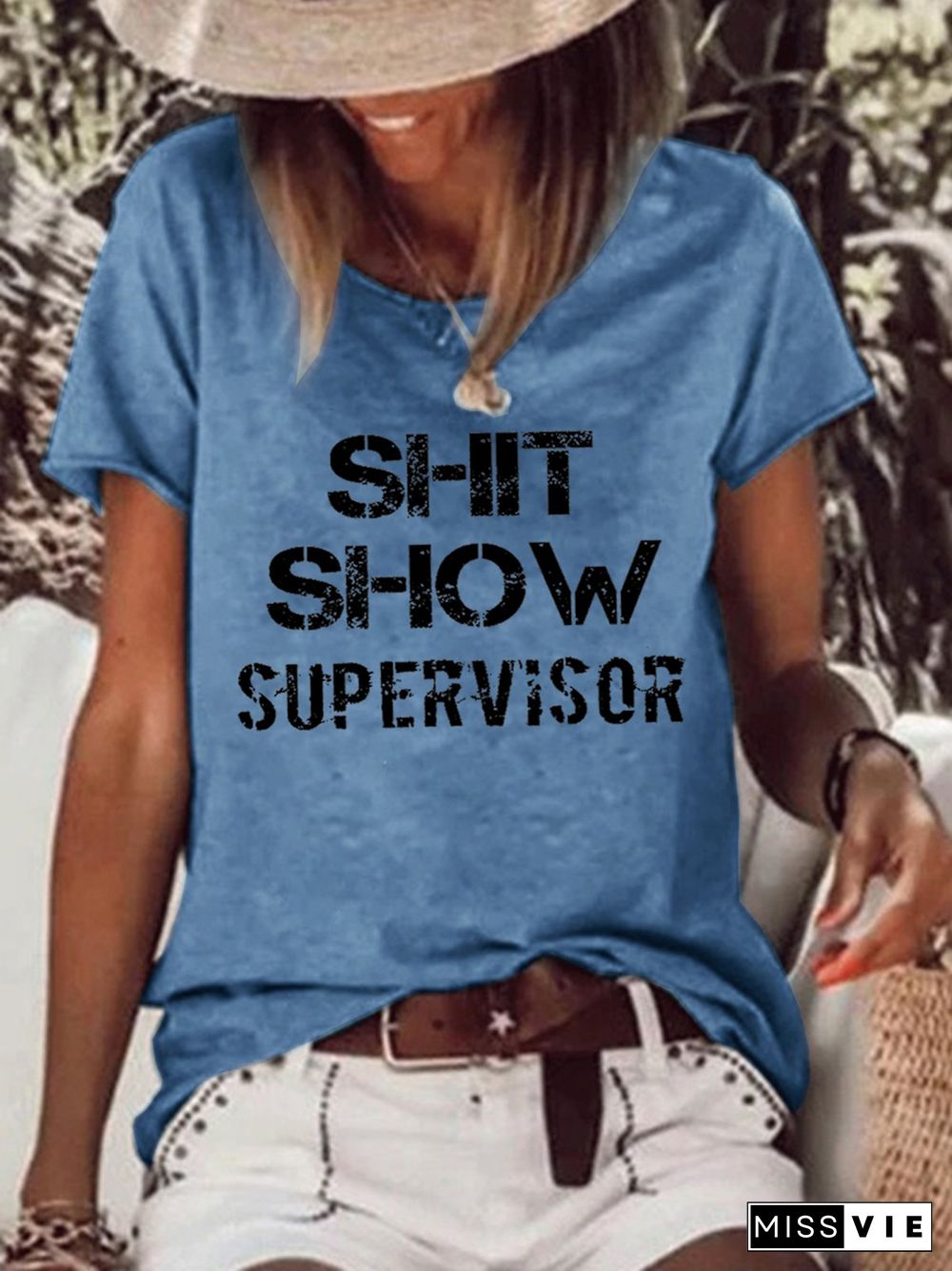 shitshow Letter Crew Neck Loosen T-shirt