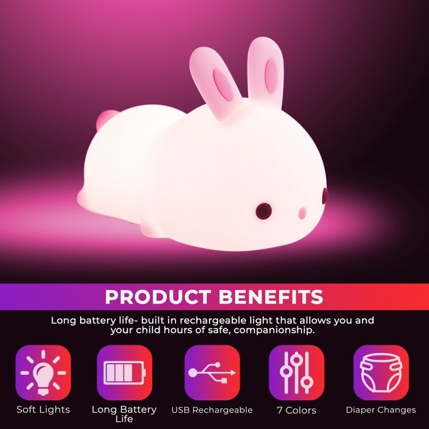 One Fire Bunny Night Light For Kids Color Changing Night Light Night Light With Remote Bunny Room Decor Cute Gifts For Kids Girl