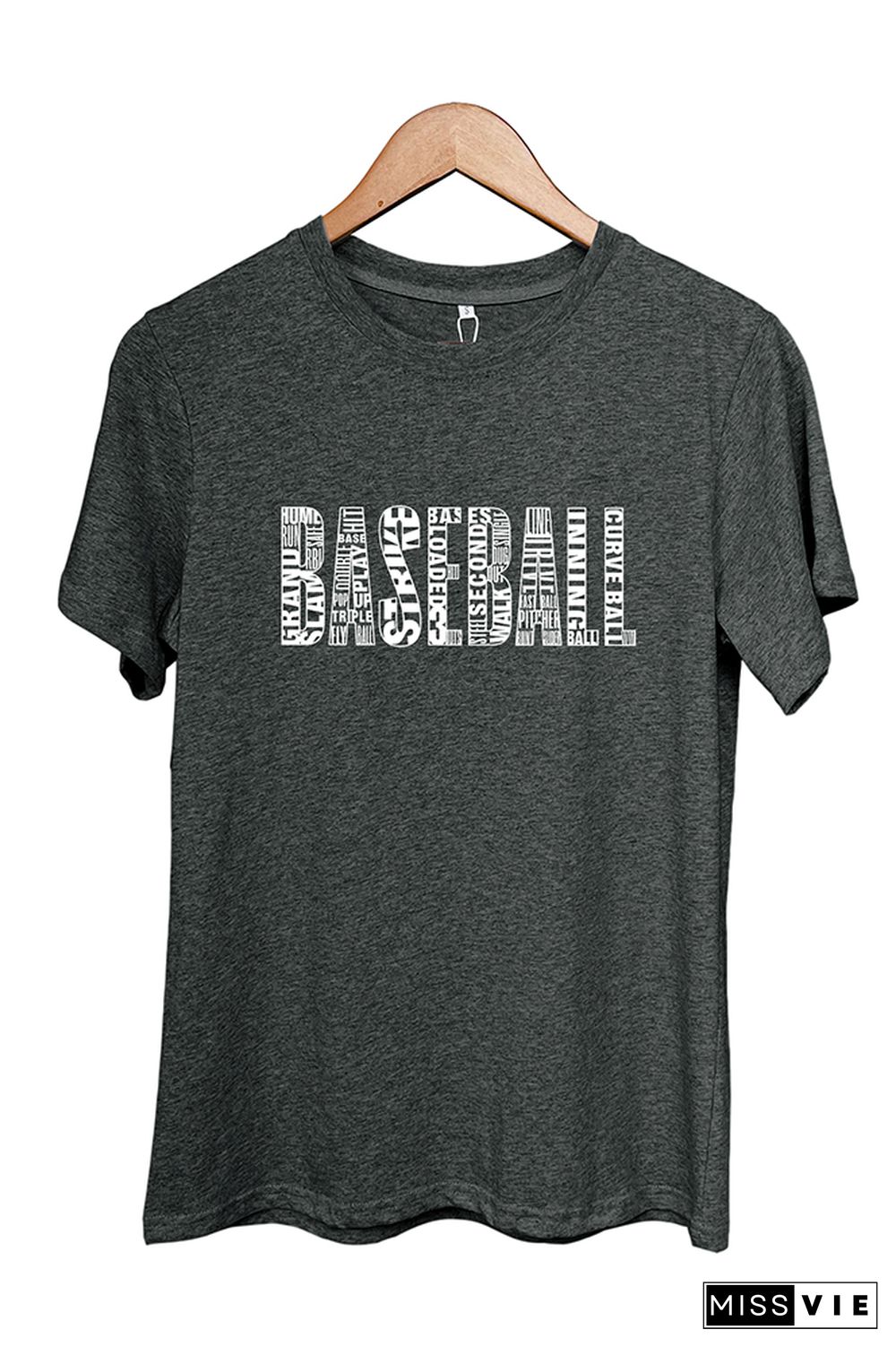 Baseball Word Art Graphic Tee Wholesale