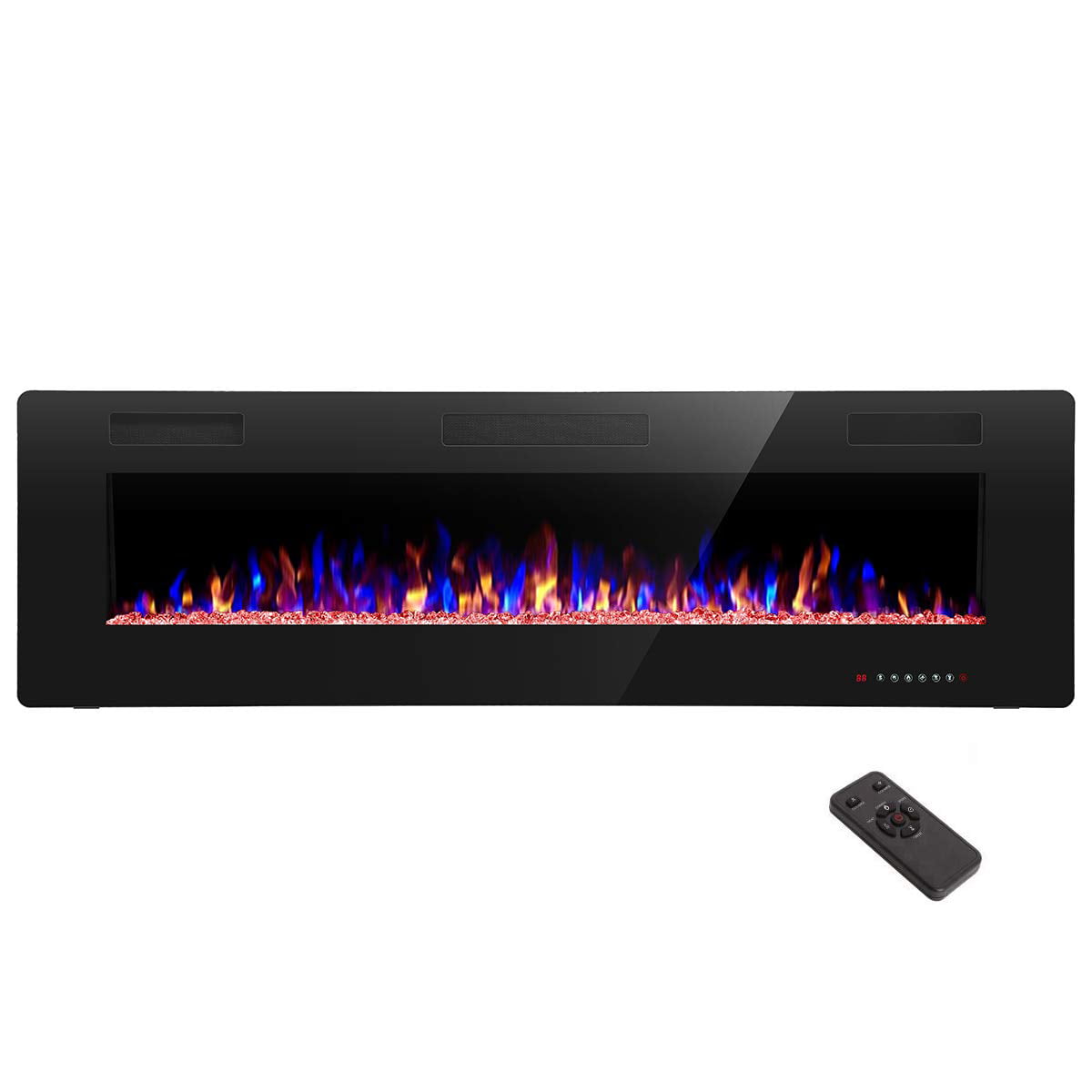 YUKOOL 60" Electric Fireplace Recessed and Wall Mounted,Touch Screen,Remote