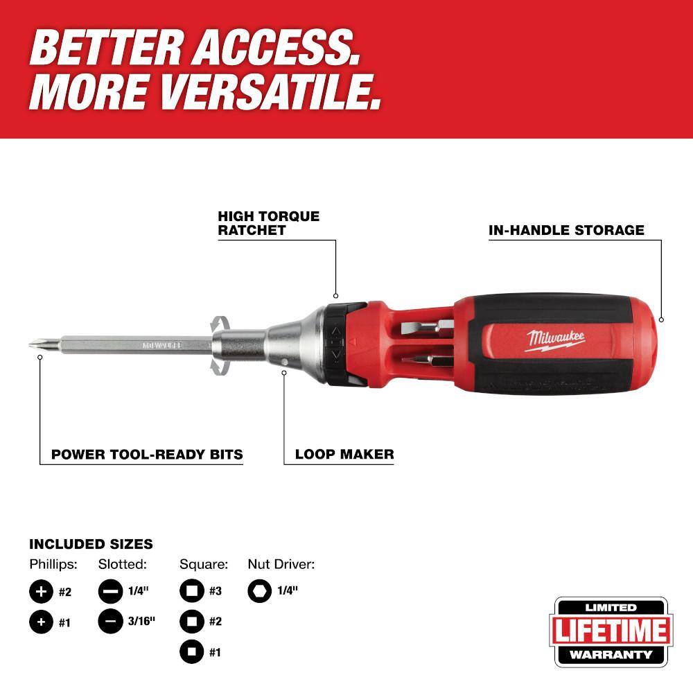 MW 9-in-1 Square Drive Ratcheting Multi-Bit Screwdriver 48-22-2322